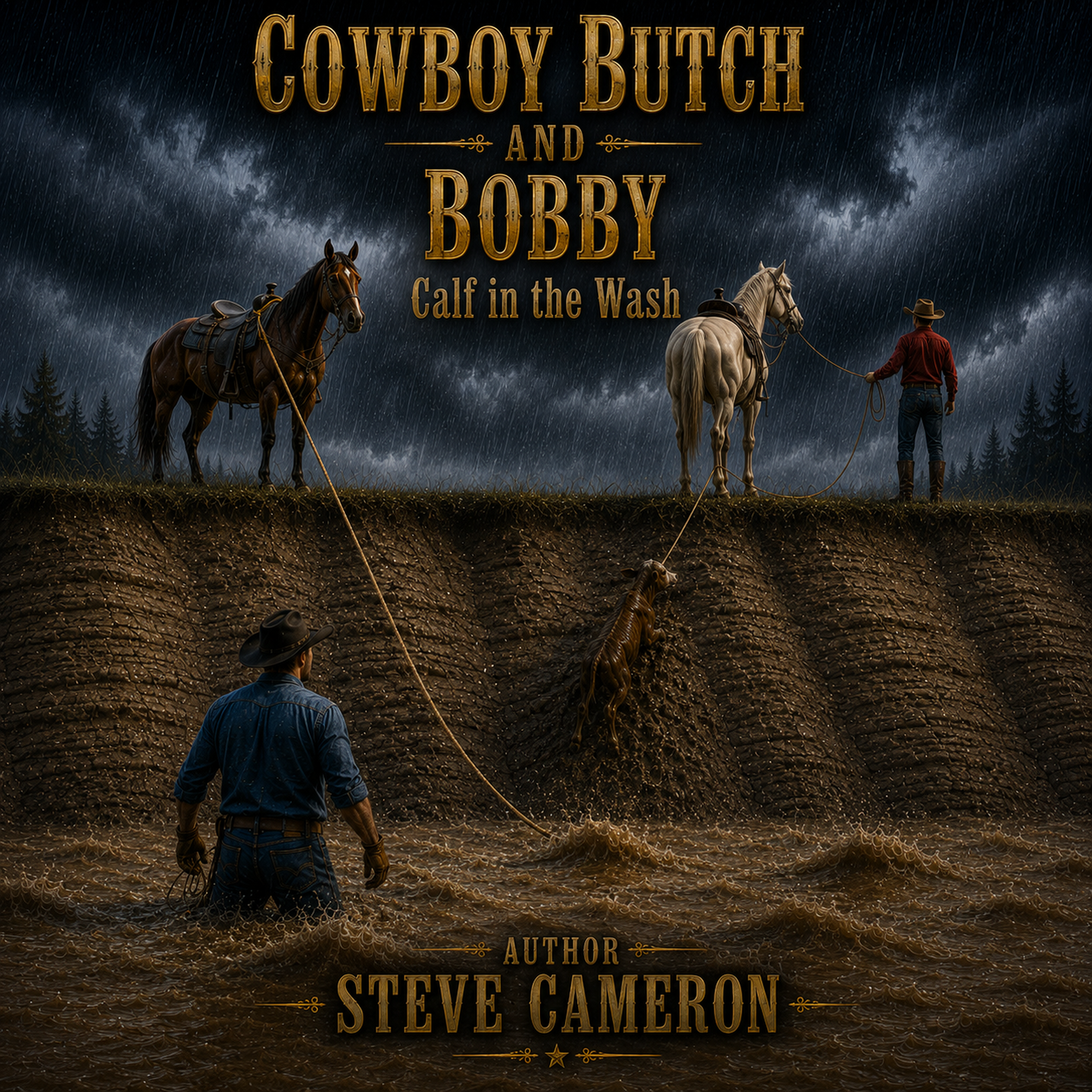 Cowboy Butch and Bobby - Calf in the Wash